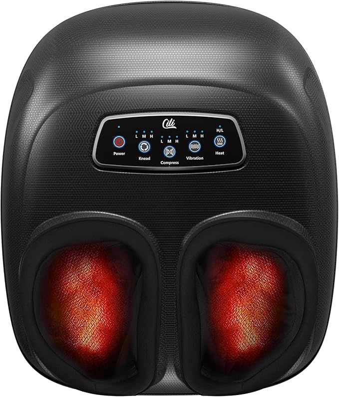 CILI Foot Massager with HeatHeated Feet Massager for Plantar Fasciitis &amp Neuropathy Pain Relief Deep Kneading Vibration Compression