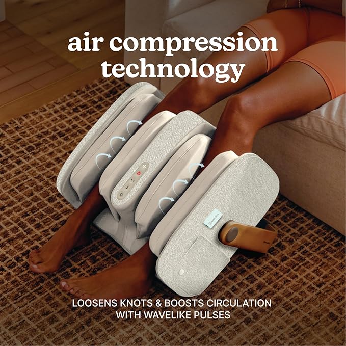 Homedics Luxe Comfort Foot Massager &amp Calf Massager with Heat Shiatsu Deep Kneading Air Compression Circulation Boost Relaxation Adjustable Modes Post-Workout Recovery
