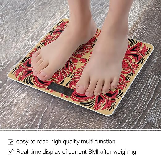 Russian Art Pattern Scale for Body Weight Digital Bathroom Scale Precision Smart Weighing Scales with Clear LED Display Accurate High Precision Scales Weighing Machine