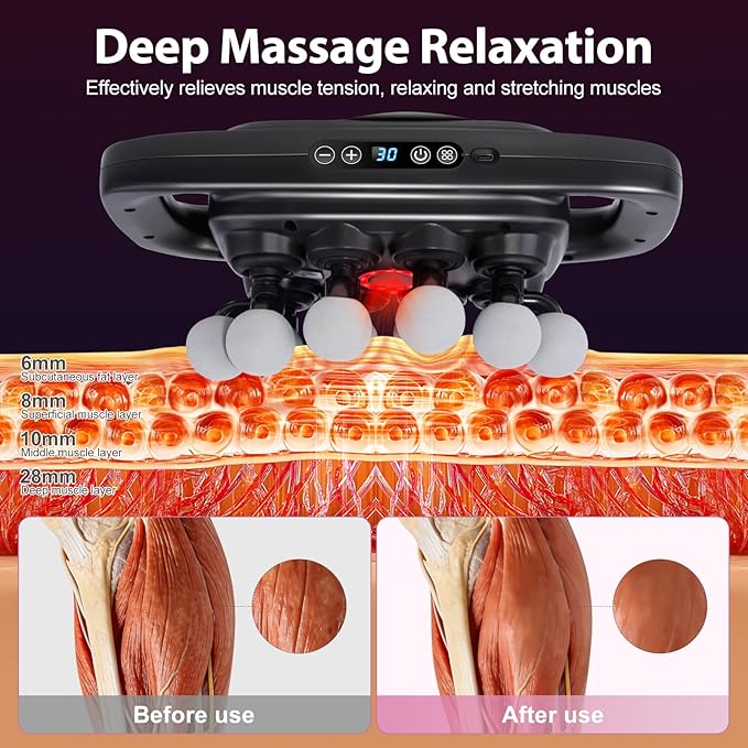 20-Head Massage Gun Set Deep Tissue Portable Percussion Massager with 3 Modes &amp 30 Intensities Muscle Massager for Legs Waist Back Pain Relief Quiet Electric Massage Tool for Home &amp Gym