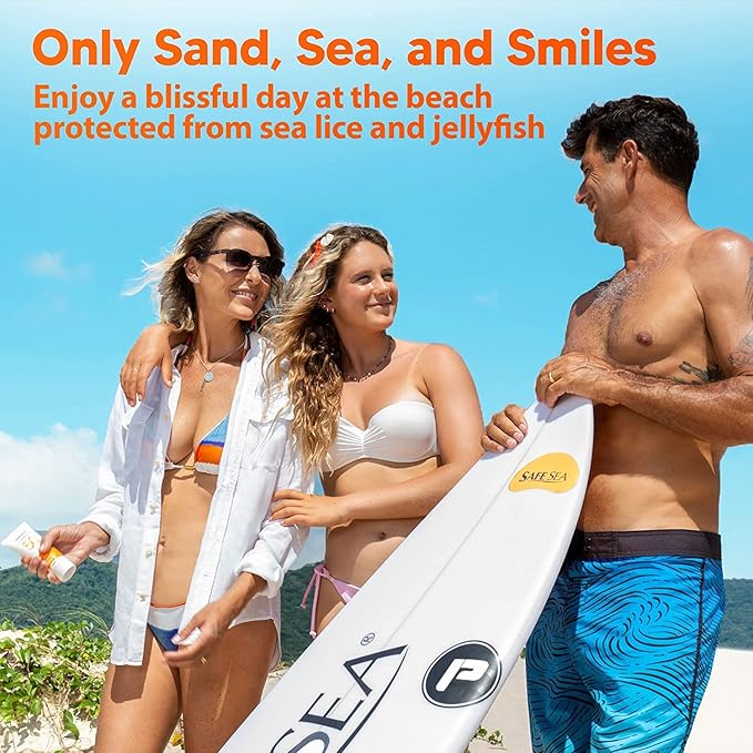 Safe Sea Zinc Oxide Sunscreen SPF50 | Clear Mineral Face Sunscreen Without White Cast | Anti-Jellyfish Sting Protective Lotion | Coral Reef Safe | Travel Size - 2Oz (60ml) Pack of 2