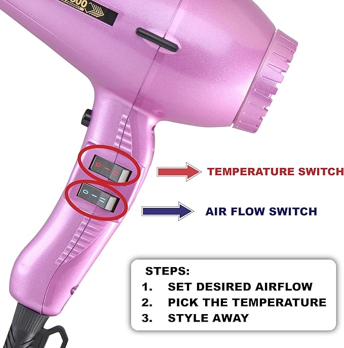Turbo Power TwinTurbo 3800 Ceramic &amp Ionic Eco Friendly Cranberry Hair Dryer and M Hair Designs Metal Mesh Diffuser (Bundle 2 Items)