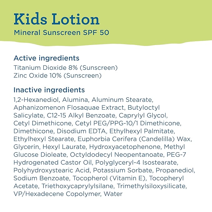 Blue Lizard Kids Mineral SPF 50 Sunscreen Lotion 100% Mineral Children’s Sunscreen Water-Resistant Formula Paraben-Free Fragrance-Free 5 fl oz (Pack of 2)