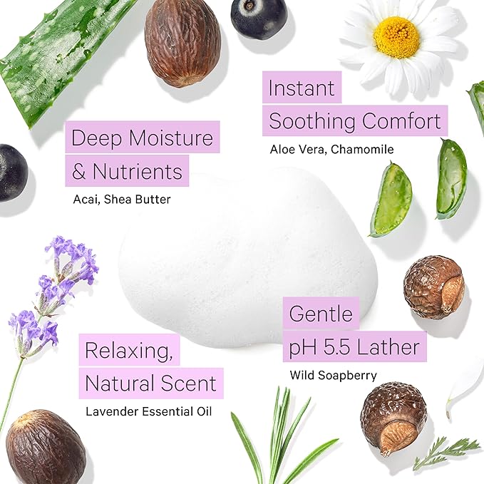 Tree to Tub Lavender Body Wash for Sensitive Skin and Dry Skin &amp Sensitive Skin Face Wash for Dry Skin - pH Balanced Moisturizing Body Wash &amp Hydrating Gentle Face Cleanser for Women &amp Men