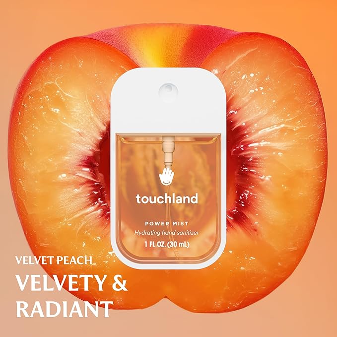 Touchland JUICY BLISS SET Power Mist Hydrating Hand Sanitizer Spray (Watermelon Berry Peach) 1 FL. OZ. + Lush Tropicale Body &amp Hair Fragrance Mist 2 FL. OZ. + Travel Size Set