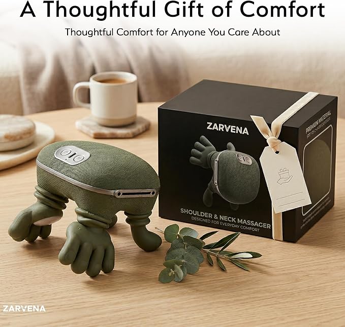 Neck Massager with Heat for Pain Relief – Shoulder &amp Neck Massager with Hands Simulated Human Hand Massager Deep Tissue Shiatsu Cordless Portable Neck Massager with Adjustable Strap