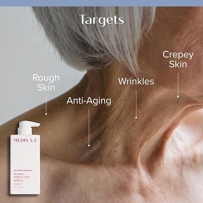 Medix 5.5 Fragrance Free Retinol Age Rewind Cream + Glycolic Acid Exfoliating Body Wash Set