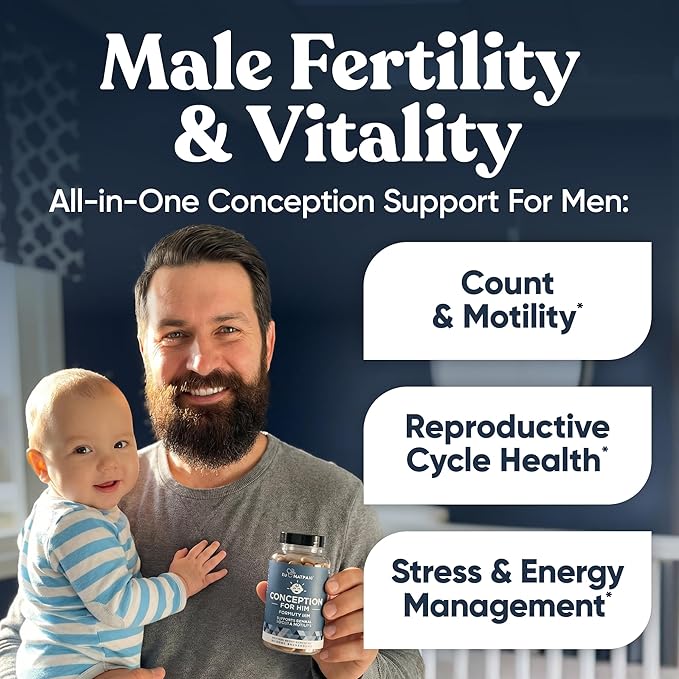 Eu Natural Conception for Him - Male Fertility Supplements with Ashwagandha Folate &amp Zinc - Sperm Count Motility &amp Strength Support - Fertility Support for Men 60 Vegetarian Capsules
