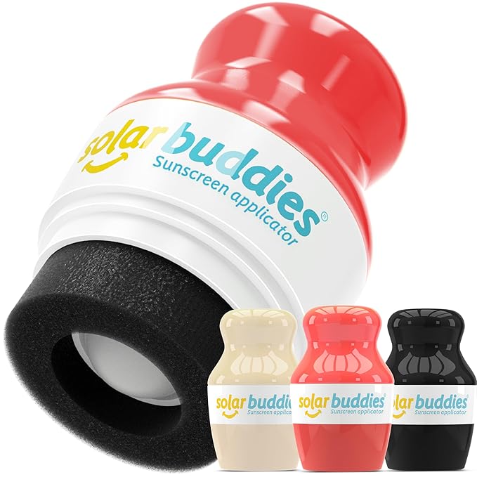 Solar Buddies Sunscreen Applicator - Nude Red Black - BPA-Free Refillable Roll on Sponge Sunscreen Suncream &amp Lotion Applicator For Kids Adults &amp Families - Holds 3.4fl oz Perfect Travel