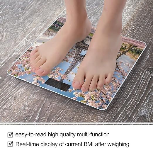 Pink Cherry Blossoms Scale for Body Weight Smart Scales Digital Bathroom Scale High Precision Weighing Scales with Large Display Weighing Machine for People