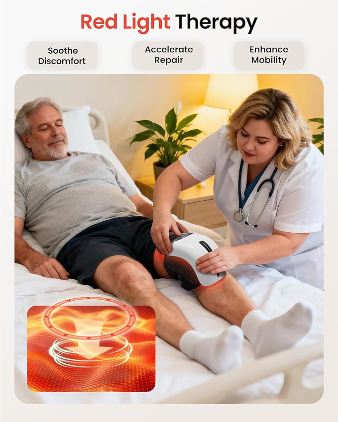 CILI Cordless Knee Massager with Heat &amp VibrationRed Light Knee Massager for Pain ReliefHeated Knee Brace with 3 Heat &amp 3 Vibration Levels Heating Pad for Knee PainGifts for WomenMen