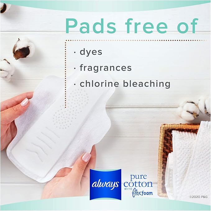 Always Pure Cotton with Flexfoam Pads Size 1 Regular Absorbency (42 Count)