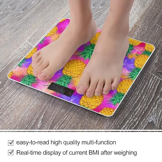 Digital Bathroom Weighing Scale Energy Saving Scale Smart Scale for Body Weight Tropical Pineapples Palm Leaves