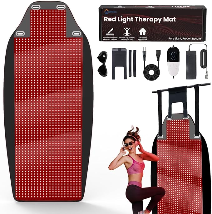 74 * 33.5in (Extra 20% Larger) Red Light Therapy Mat for Full Body - Oiameen Red Light Therapy Pad Blanket with 1443pcs LED Beads (660nm &amp 850nm) for Pain Relief Improve Sleep for Home Travel