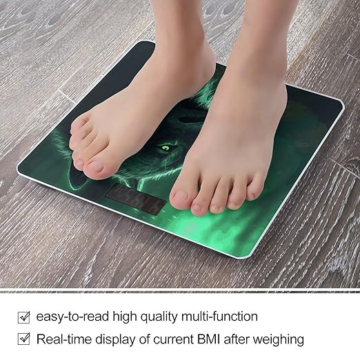 Green Wolf Scale for Body Weight Highly Accurate Digital Bathroom Electronic Weighing Machine for People LCD Display Large Size Tempered Glass for Safe Home Use