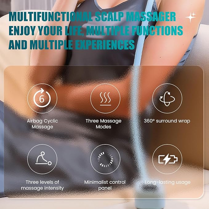 Head Massager ScalpRechargeable Massager for HeadPortable Electric Percussion for Deep Relaxation &amp Stress ReliefGreat Gift for Mom and Grandma