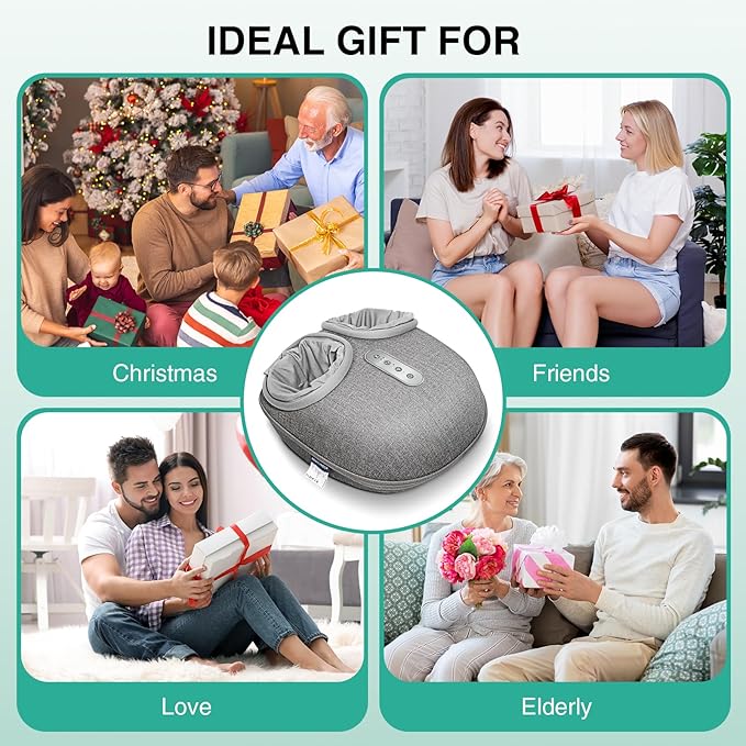 Medcursor Foot Massager with Heat - Shiatsu Deep Kneading Delivers Relief for Tired Muscles and Plantar Multi-Level Settings &amp Adjustable Intensity for Home or Office Use Gifts for Women Mom