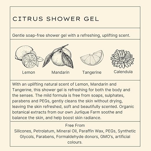 Jurlique Refreshing Citrus Shower Gel | 8.45 Fl Oz / 300ml | Hydrating Body Wash with Lemon Mandarin &amp Tangerine | Gentle Daily Cleanser for All Skin Types | Australian Made Natural-Based Skincar