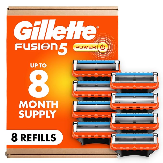 Gillette Fusion5 Power Razor Blade Refills for Men 8 Count with Precision Trimmer