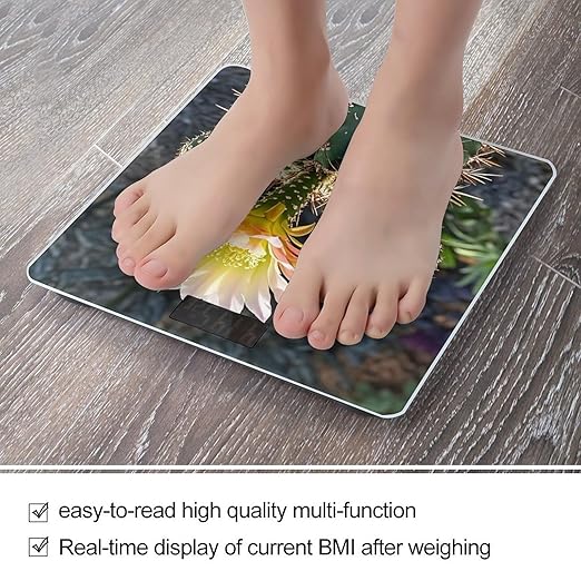 Cactus Flower Smart Scale for Body Weight Accurate Bathroom Scale with LED Display Digital Weight Scales Weighing Machine High Precision Scales for Bath Home