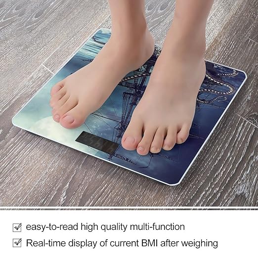 Octopus Kraken Pirate Ship Ocean Scale for Body Weight Digital Bathroom Scale Precision Smart Weighing Scales with Clear LED Display Accurate High Precision Scales Weighing Machine