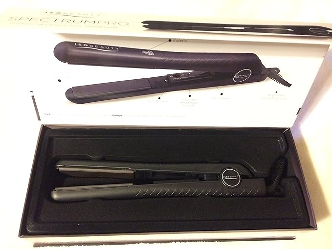 ISO Beauty Professional Spectrum Pro Ceramic Ionic Flat Iron Hair Staightener - Black New Design