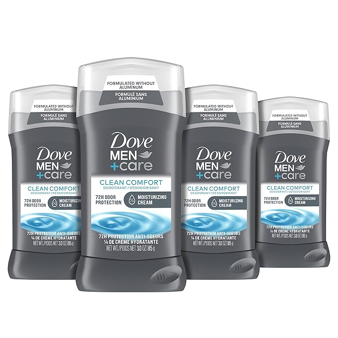 Dove Men Clean Comfort Deodorant 4 Pack 72hr Protection + Extra Fresh Body Wash for Healthier Smoother Skin