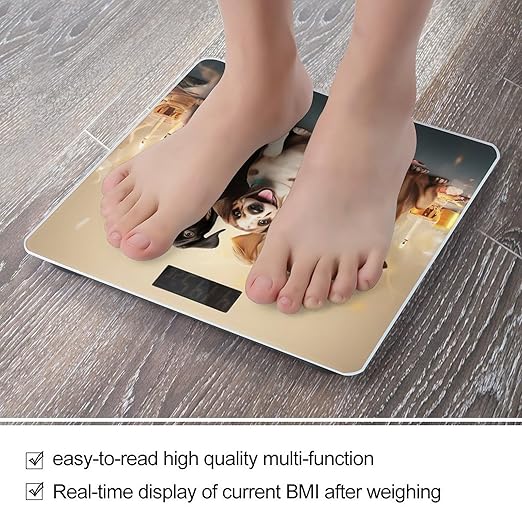 Dogs Happy Party Scale for Body Weight Highly Accurate Digital Bathroom Scale Sturdy Tempered Glass Weighing Scales with LCD Display Fashion Body Fat Smart Scales 400lb