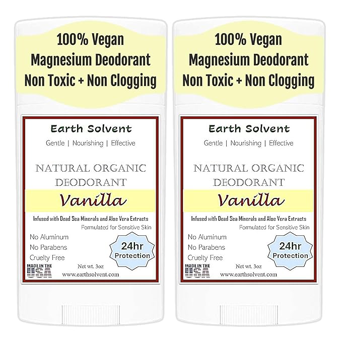 Magnesium Deodorant Vegan Natural Organic Dead Sea Minerals &amp Aloe Vera For Sensitive Skin 24hr Protection Aluminum Free Paraben Free Baking Soda Free Cruelty Free - For Men &amp Women (Vanill