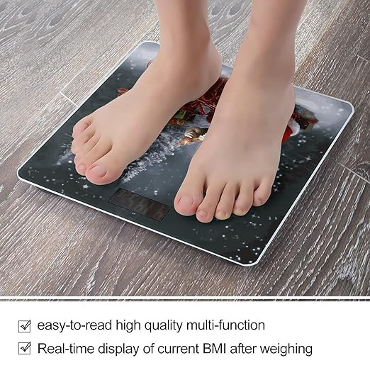 Digital Bathroom Scale for Body Weight Scale with Bright LCD Display High Accuracy Step-On Technology Auto On/Off Merry Christmas Santa's Gift Digital Scales 400 Lbs /180kg