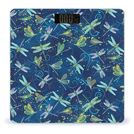 Blue Dragonfly Bathroom Scale Automatic Power On/Off Body Scales LCD Backlight Display Square Digital Scale Rounded Corners Bathroom Scales for Home Bedrooms