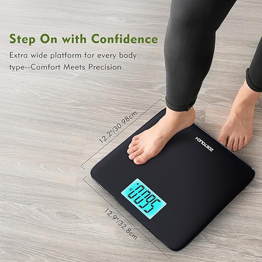 560lbs Bathroom Scale for Body Weight Over 500 lbs Accurate Digital Weighing Machine with Wide Platform 12.2 x 12.9 Large Backlit LCD DisplayHigh Capacity for Heavy Duty Seniors