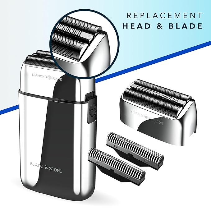 Blade &amp Stone™ Foil Shaver Replacement Head - Graphene-X™ Foil and Blade - Designed for the Blade &amp Stone 501 Foil Shavers for Men (Aviator Replacement Head &amp Blade)