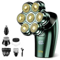 Head Shavers for Bald Men - 7D Arc Magnetic Detachable Electric Razor Waterproof Wet Dry 5-in-1 Electric Shaving &amp Grooming Kit LED Display Rechargeable Head &amp Body Hair Shaver Dark Green