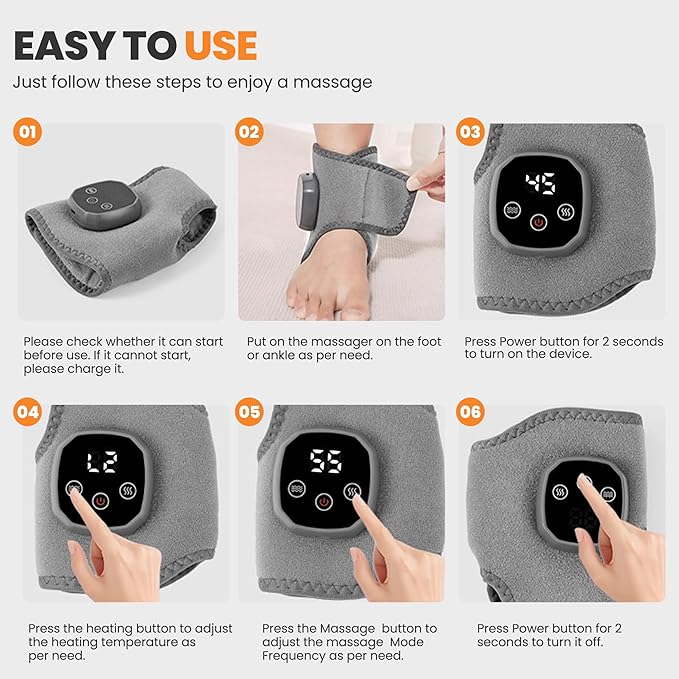 YAZHI Foot Massager 2-in-1 Warming Wrap – Relax &amp Renew Foot &amp Ankle Massager with 3 Modes &amp 4 Heat Levels Portable for Home or Travel 2pack