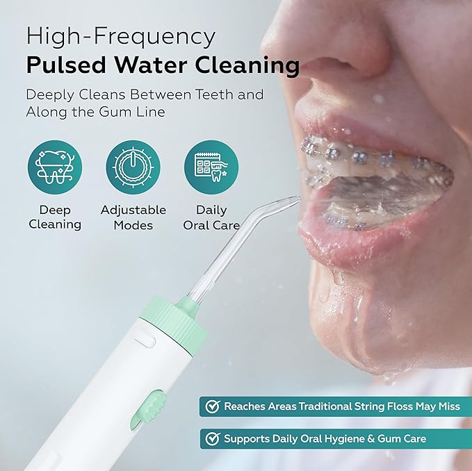 Pro Countertop Oral Irrigator Water Dental Flosser | 10 Pressure Levels 21–160 PSI 20.3 oz Large Tank Complete 8-Tip System for Braces Implants &amp Gum Care BPA-Free (FC1761-W)