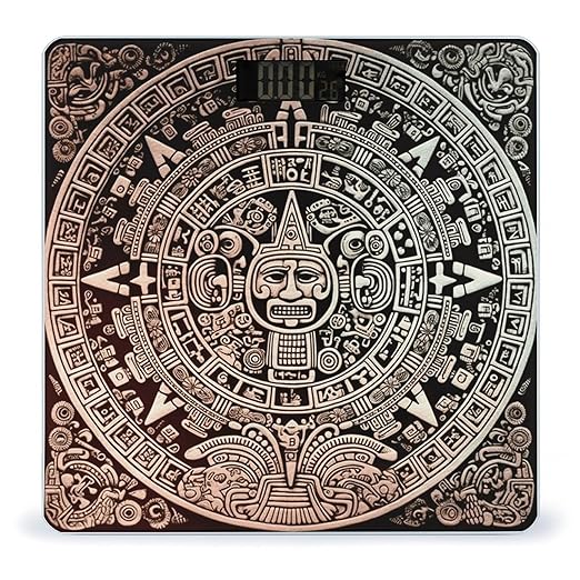 Mayan Calendar End of The World Weight Scale Large Bathroom Scales Digital Weight with Bright LED Display Non Slip Automatic Weighing Scale Fashion Weighing Machine for Body