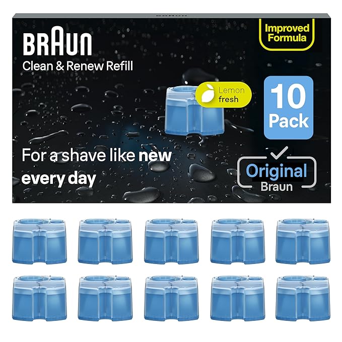 Braun Clean &amp Renew Refill Cartridges CCR Replacement Shaver Cleaner Liquid Solution for Clean&ampCharge System Pack of 10