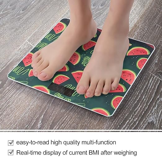 One in A Melon Bathroom Scale Large LCD Backlight Display Digital Scale Rounded Corners Body Scales Automatic Power On/Off Bathroom Scales for Home Bedrooms