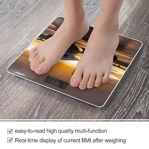 Airplane in The Evening Light Weight Scale Digital Electronic Scales Bathroom Scale Larg LCD Backlight Display High Precisio MeasurementsTempered Glass