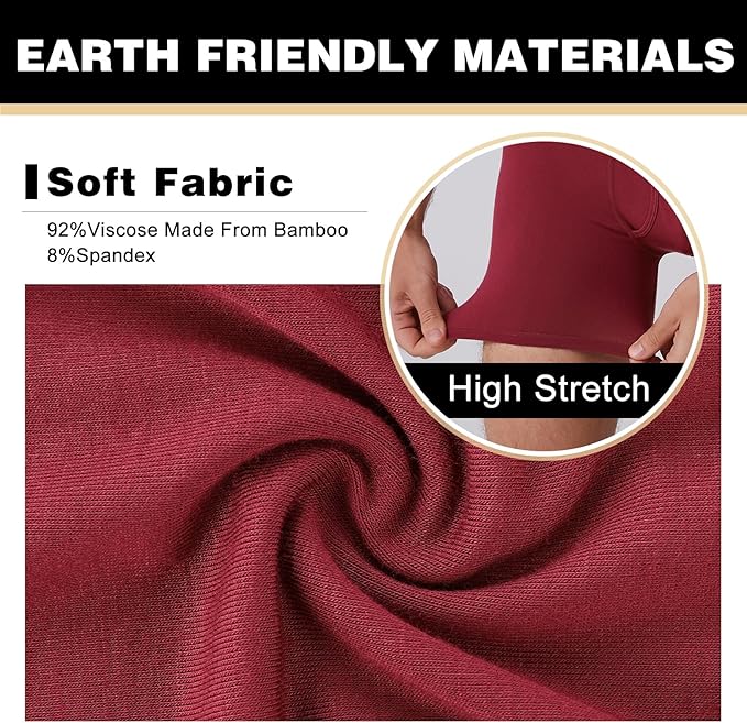 BAMBOO COOL Men's Ultra ComfortSoft Underwear Moisture Wicking &amp Breathable No Ride Up Boxer Briefs with Fly Multipack