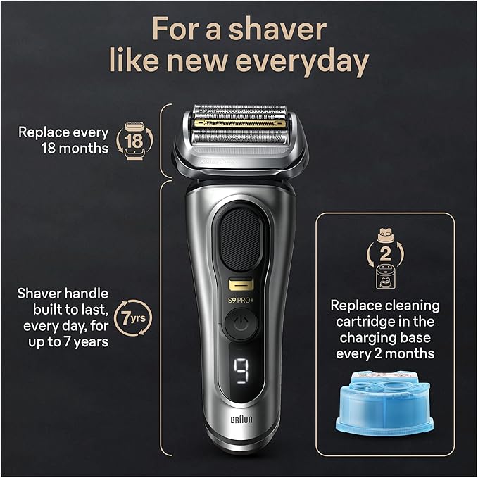 Braun Series 9 PRO+ Electric Razor for Men 5 Pro Shave Elements &amp Precision Long Hair Trimmer 6in1 SmartCare Center Wet &amp Dry Electric Shaver for Smooth Skin with 60min Battery Runtime 956