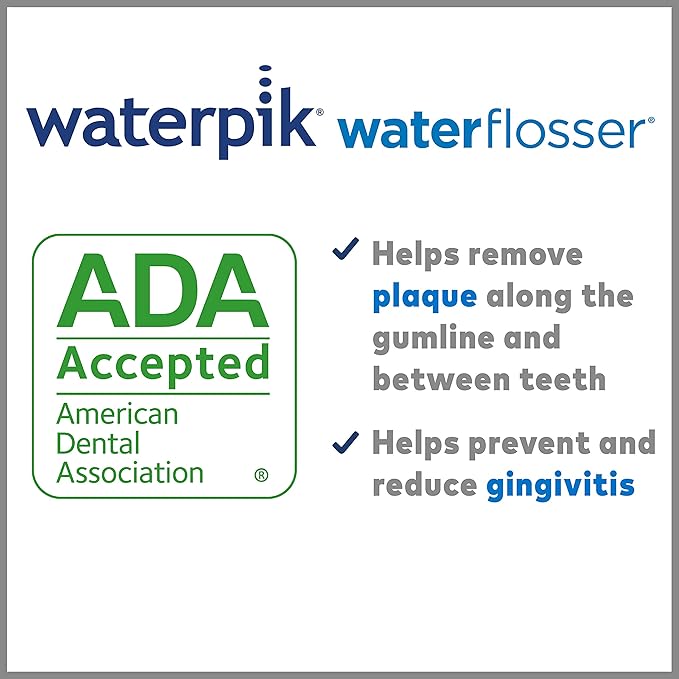 Bundle with Waterpik Blue Cordless Advanced 2.0 Water Flosser WP-583 and Tips Storage Case with 6 Count Genuine Waterpik Water Flosser Tips Rechargeable Portable Oral Irrigator for Travel &amp Home