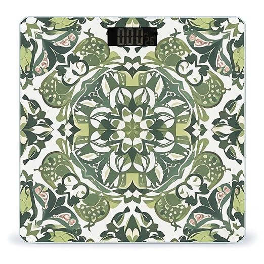 Green Decorative Pattern Scale for Body Weight Smart Scales Digital Bathroom Scale High Precision Weighing Scales with Large Display Weighing Machine for People