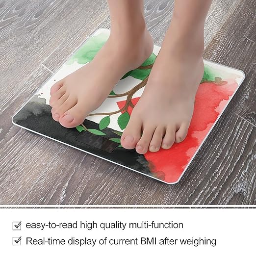 Digital Bathroom Scale for Body Weight Scale with Bright LCD Display High Accuracy Step-On Technology Auto On/Off Tree of Life Palestinian Flag Digital Scales 400 Lbs /180kg