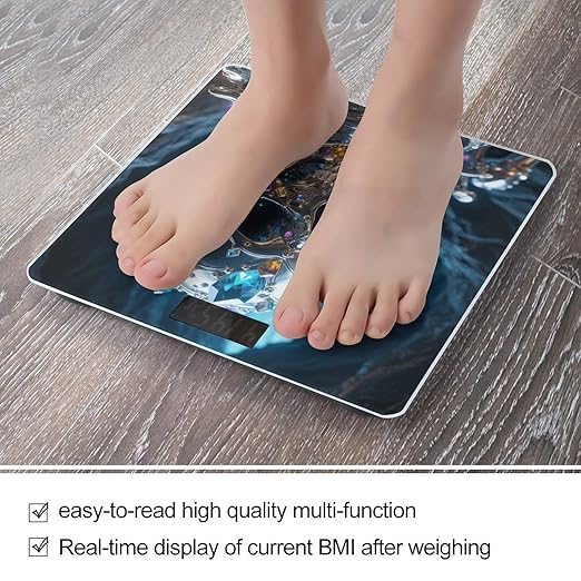 Magic Crystal Metal Skull Weight Scale Large Digital Bathroom Scales with Bright LED Display Non Slip Digital Scale and Step On Fashion Weighing Machine for Body