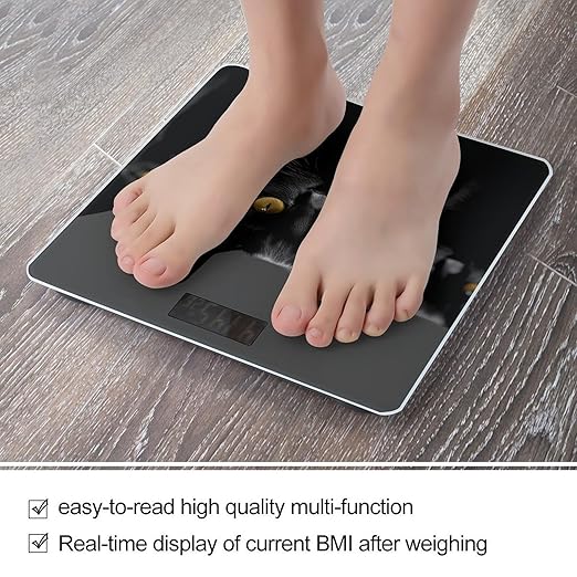 Black Cats Eyes Weight Scale for Body Weight Digital Bathroom Scale High Capacity Accurate Digital Weighing Scales and Easy-to-Read on Backlit LCD Display Scales