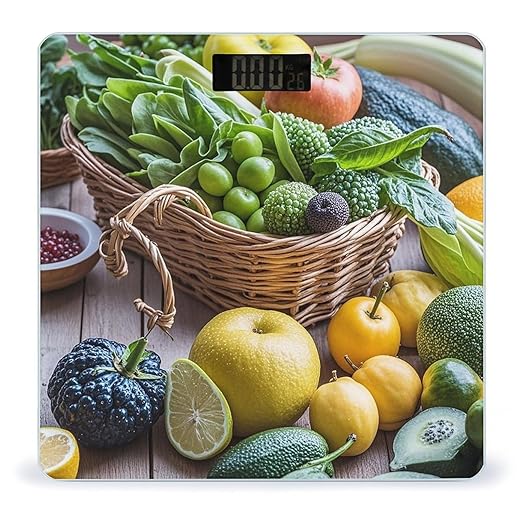 Fresh Fruits Scale for Body Weight Highly Accurate Digital Bathroom Body Scale Digital Bathroom Scales for People Anti-Slip Large LCD Display Smart Scales