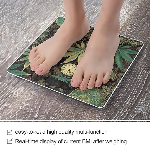 A Puff in Time Weed Marijuana Scale for Body Weight Safe Rounded Corners Tempered Glass Digital Bathroom Scale LED Display 400lb Capacity Weight Scales with High Precision Sensors