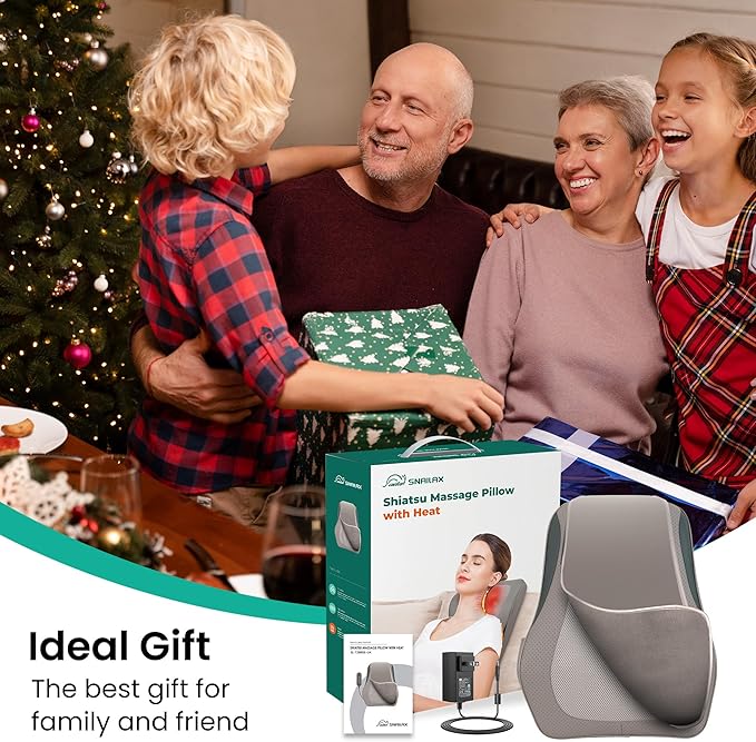 Snailax Back Massager for Back Pain Deep Tissue Shiatsu Lower Back Neck Massager with Heat 3D Kneading Massage Pillow for Neck Shoulder Legs Gifts for Mom Dad Women (Beige)